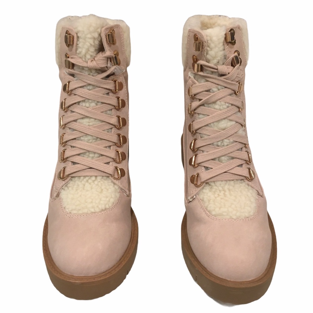 PINK SUEDE LACE UP BOOTIES SIZE 9
